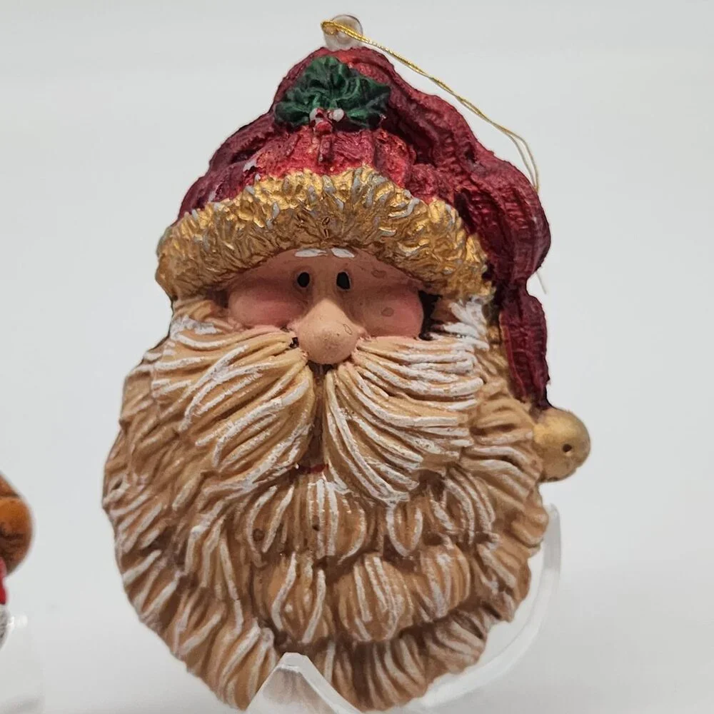 Vintage Blow Mold Rustic Primitive Figures Santa Claus Christmas Ornaments 3" - Picture 3 of 7